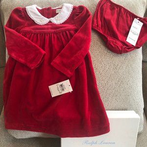 Ralph Lauren Layette - Red Velour Dress 9 mos.